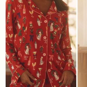 NWT BedHead PJs x Anthropologie Festive holiday Nutcracker Pajama Top (TOP ONLY)
